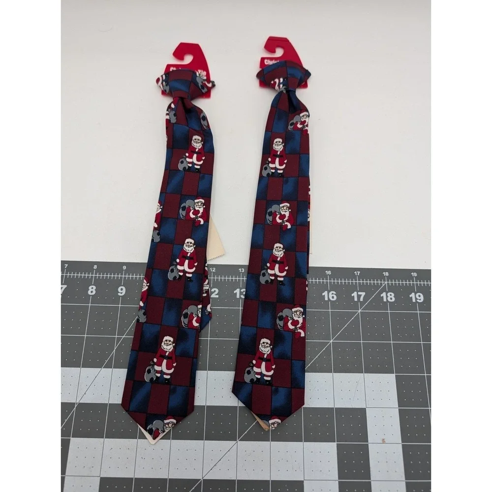 Surrey Santa Claus Neck Tie Kid Size Lot of 2 13.5‎ Inch Long USA Christmas